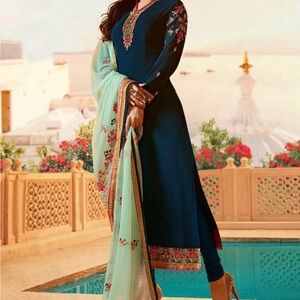 Navy Blue Pakistani Suit